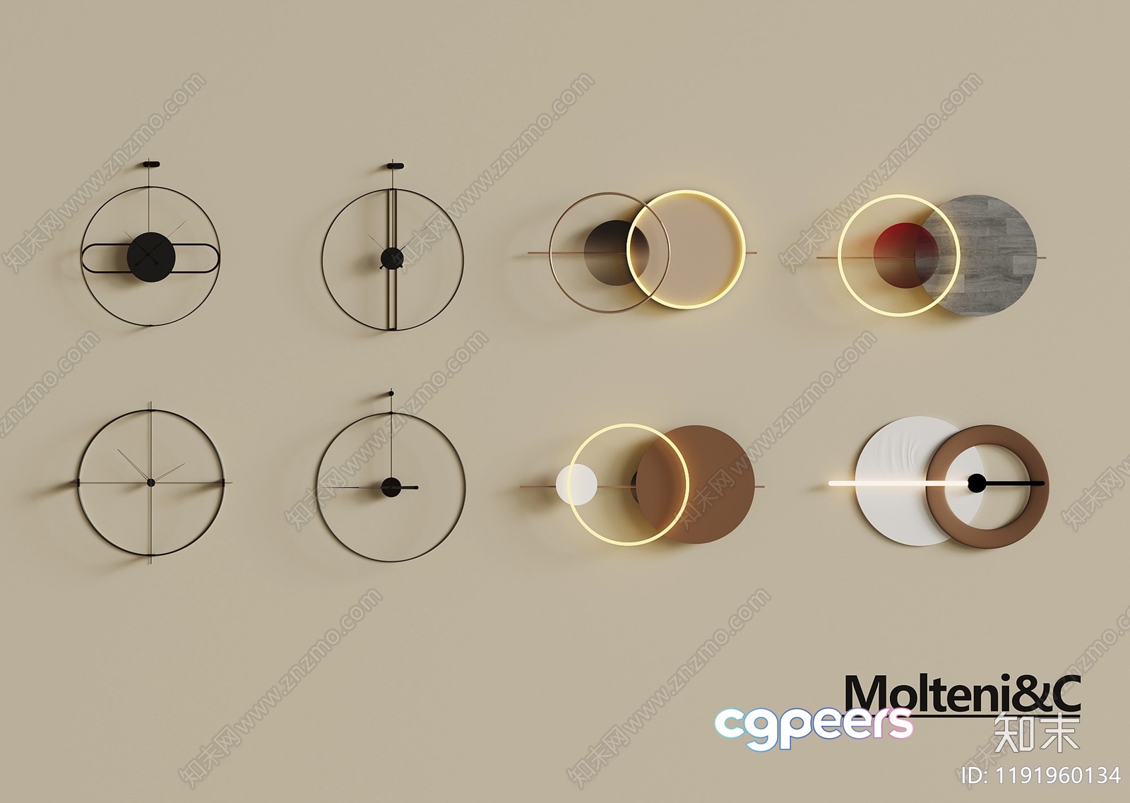 Modern Minimalist Clocks 3D Model - 1870 - VRAY Render Modern Minimalist Clocks 3D Model - 1870 - VRAY Render
