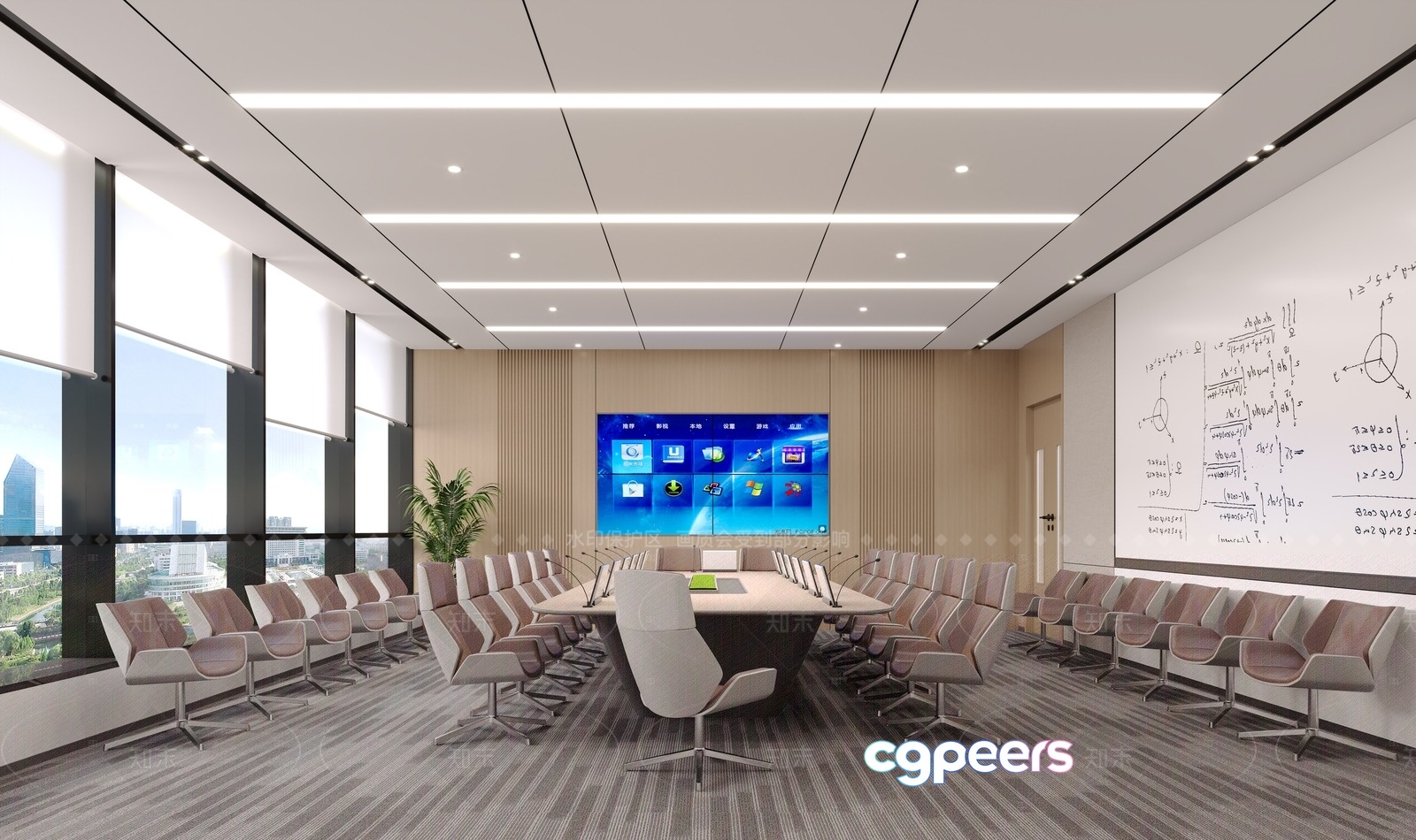 A Large Conference Room 3D Model - 1454 - VRAY Render A Large Conference Room 3D Model - 1454 - VRAY Render