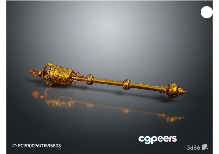 Gold Ornate Scepter 3D Model - 5927 - VRAY Render