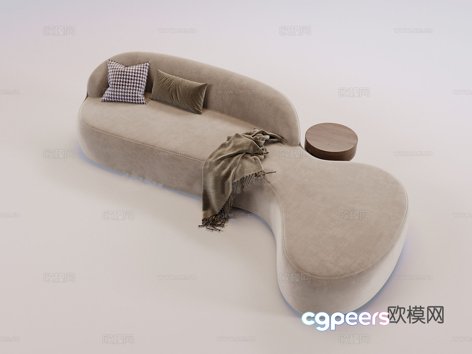 Modern Beige Sofa 3D Model - 20089 - VRAY Render