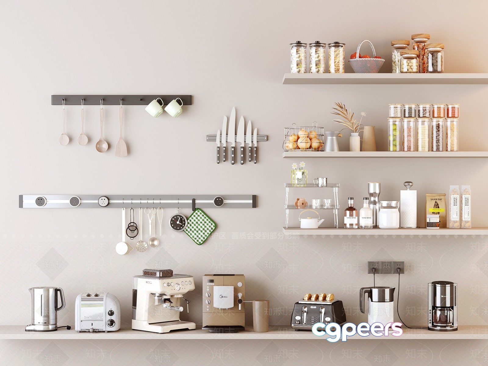 Modern Kitchen Decor 3D Model - 21073 - VRAY Render Modern Kitchen Decor 3D Model - 21073 - VRAY Render