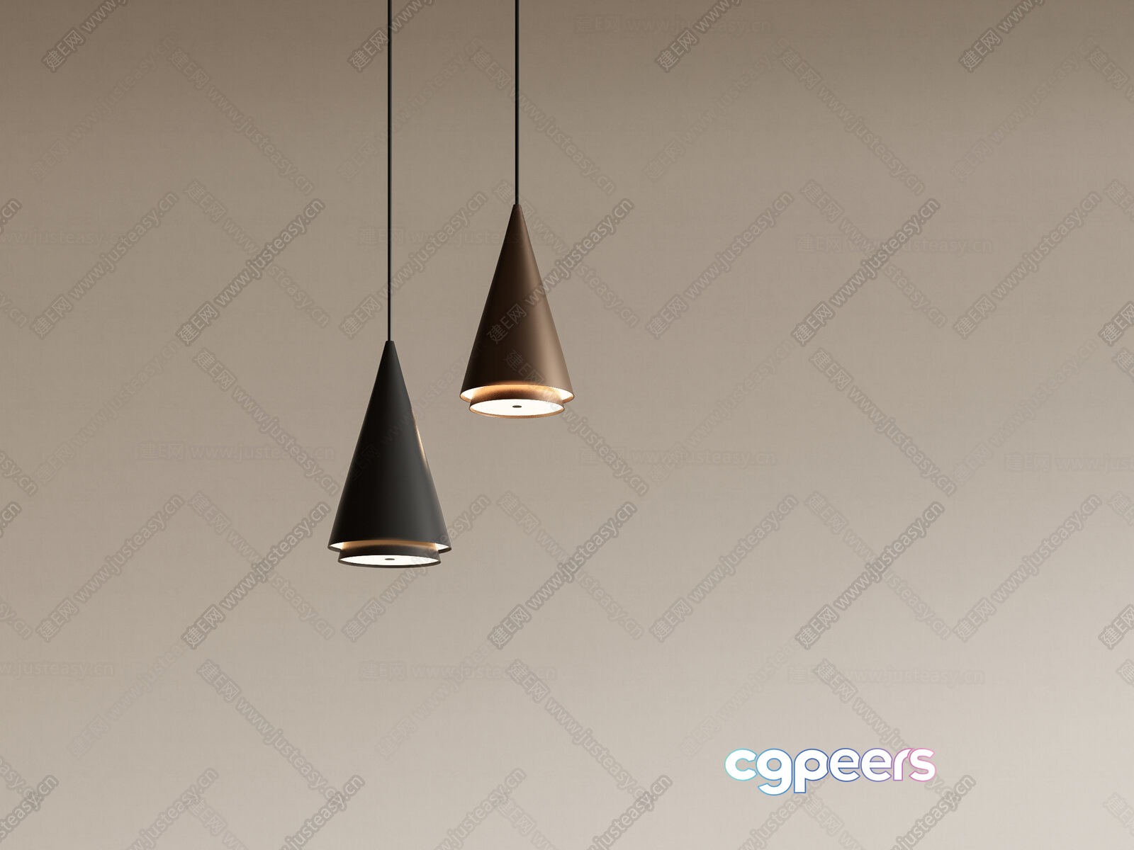 Two Hanging Light Fixtures 3D Model - 12173 - VRAY Render Two Hanging Light Fixtures 3D Model - 12173 - VRAY Render