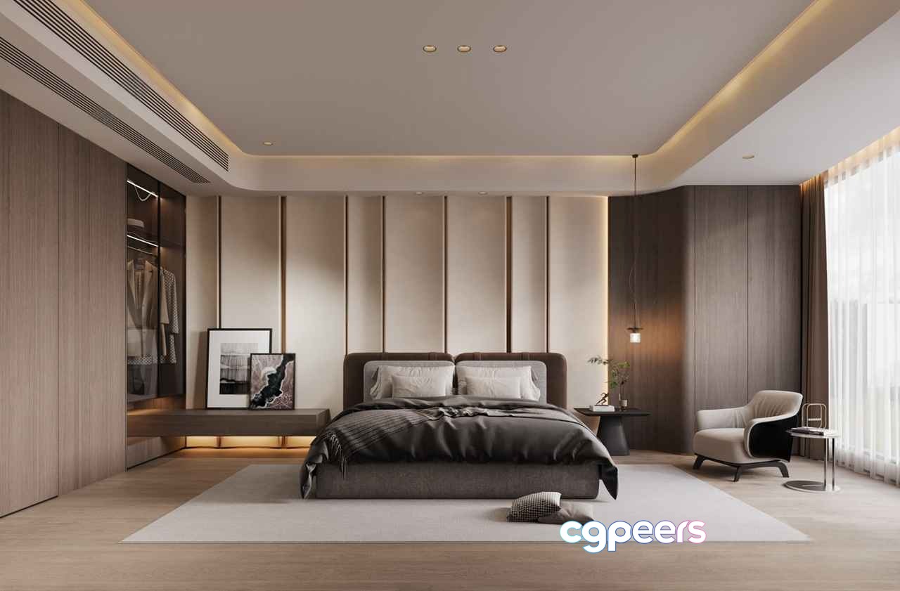 Modern Master Bedroom 3D Model - 5252 - CORONA Render Modern Master Bedroom 3D Model - 5252 - CORONA Render