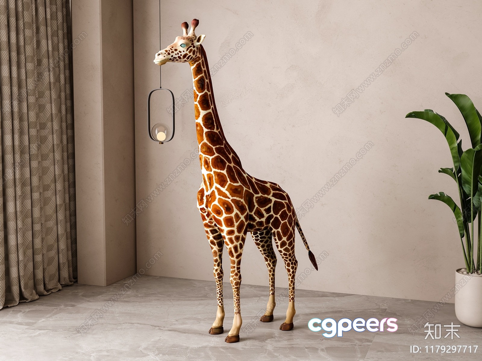 A Giraffe In A Modern Room 3D Model - 10315 - VRAY Render