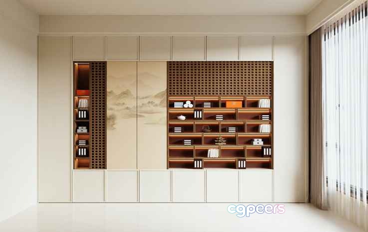 A Large Bookshelf 3D Model - 17070 - VRAY Render