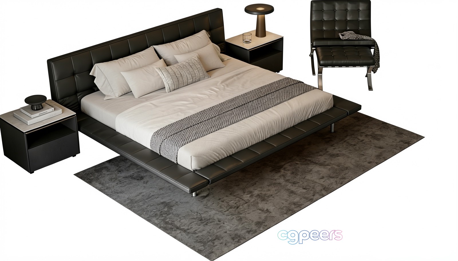Modern Dark Bedroom 3D Model - 23513 - VRAY Render Modern Dark Bedroom 3D Model - 23513 - VRAY Render
