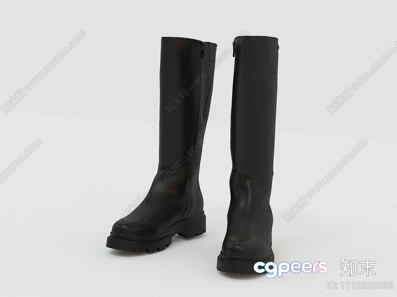 Tall Black Boots 3D Model - 13657 - VRAY Render Tall Black Boots 3D Model - 13657 - VRAY Render