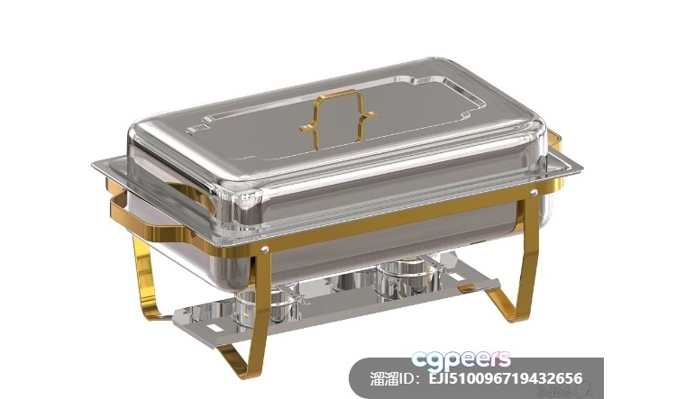 A Metal Serving Tray With A Gold Stand 3D Model - 723 - VRAY Render A Metal Serving Tray With A Gold Stand 3D Model - 723 - VRAY Render