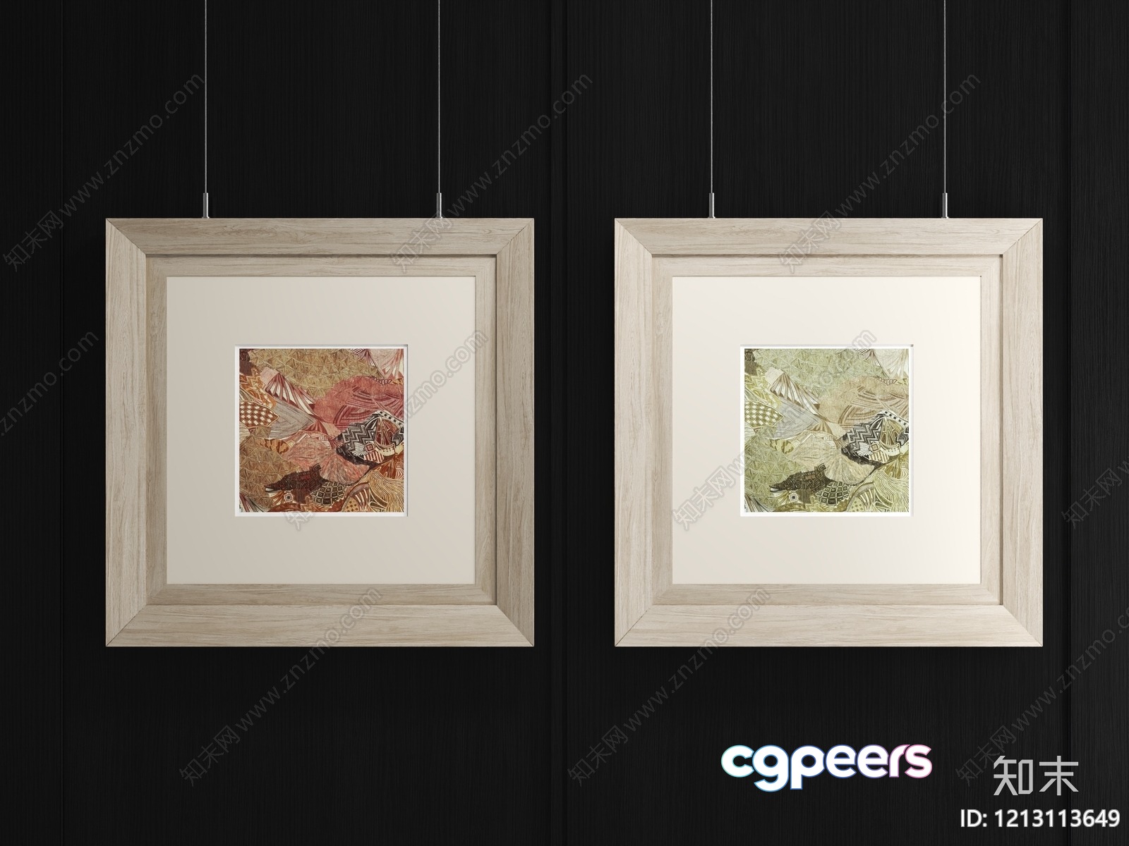 Two Square Picture Frames With A Light Wood Finish 3D Model - 5060 - VRAY Render Two Square Picture Frames With A Light Wood Finish 3D Model - 5060 - VRAY Render