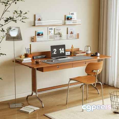 Modern Wooden Desk 3D Model - 16894 - VRAY Render