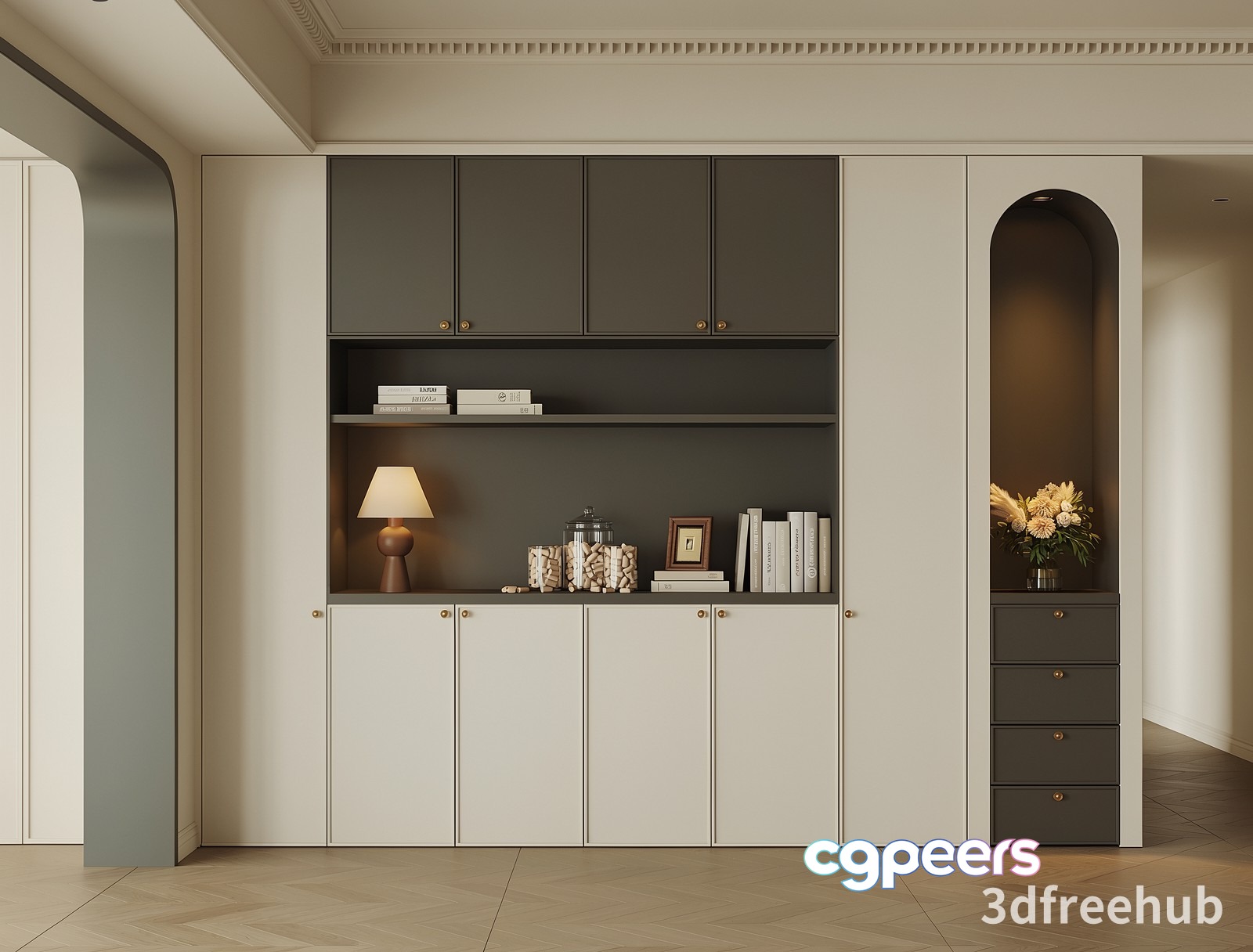 Modern White And Gray Cabinet 3D Model - 18337 - VRAY Render