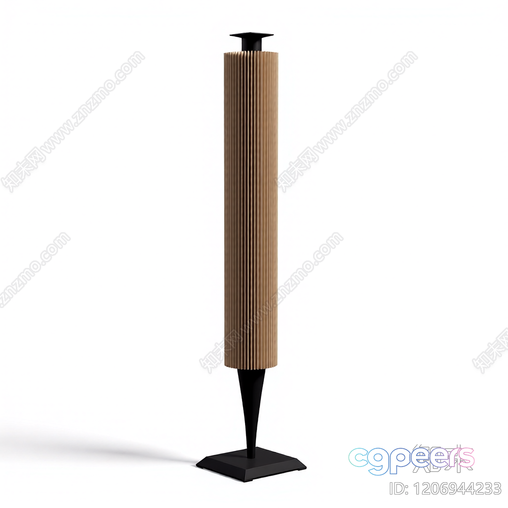 A Floor Lamp With A Black Base And A Light-Brown Pleated Shade 3D Model - 4979 - VRAY Render A Floor Lamp With A Black Base And A Light-Brown Pleated Shade 3D Model - 4979 - VRAY Render