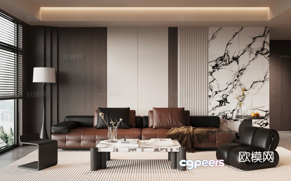 Modern Living Room 3D Model - 9161 - VRAY Render