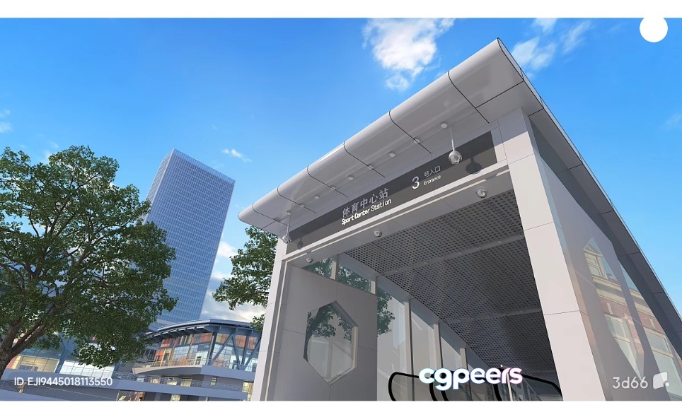 A Modern Bus Stop 3D Model - 8475 - VRAY Render