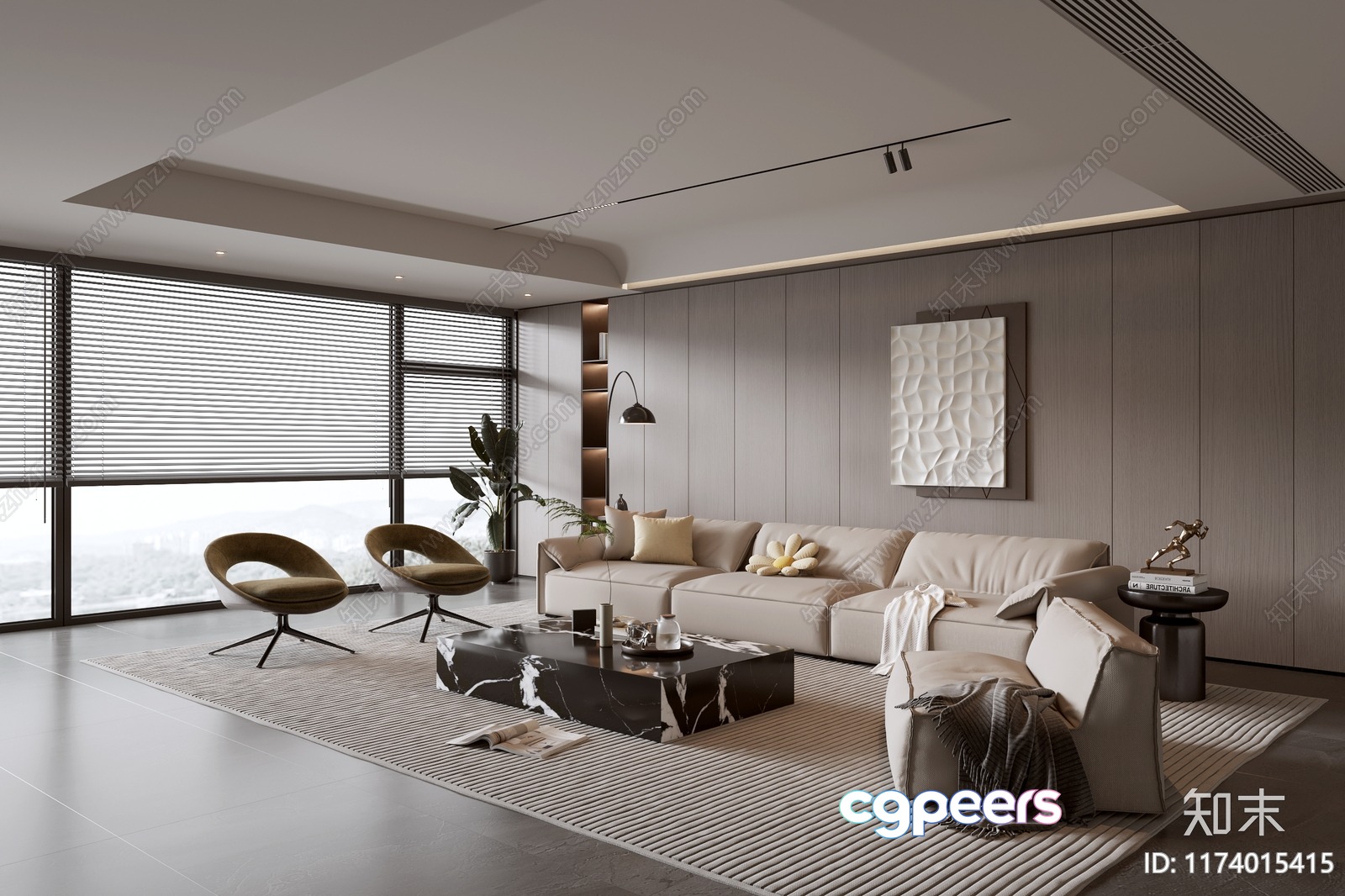 Modern Living Room 3D Model - 22522 - VRAY Render Modern Living Room 3D Model - 22522 - VRAY Render