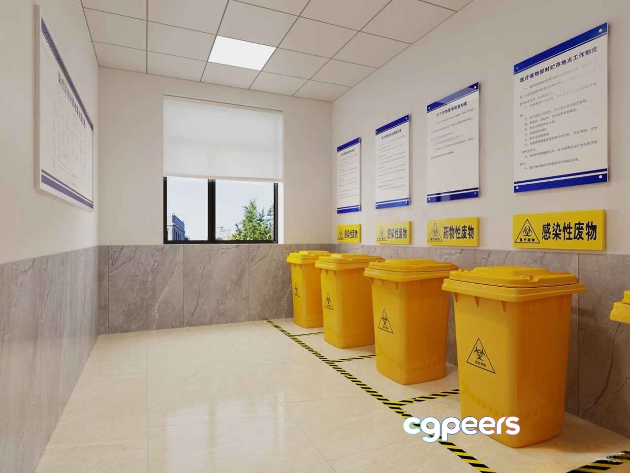 Yellow Trash Cans 3D Model - 5570 - CORONA Render Yellow Trash Cans 3D Model - 5570 - CORONA Render