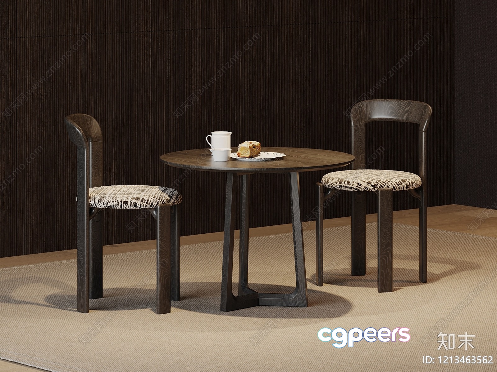 A Small Table And Chairs 3D Model - 3600 - VRAY Render A Small Table And Chairs 3D Model - 3600 - VRAY Render