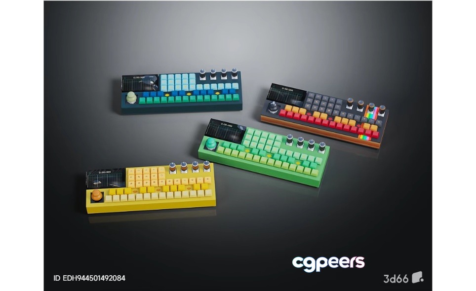 A Collection Of Colorful Keyboards 3D Model - 8246 - VRAY Render