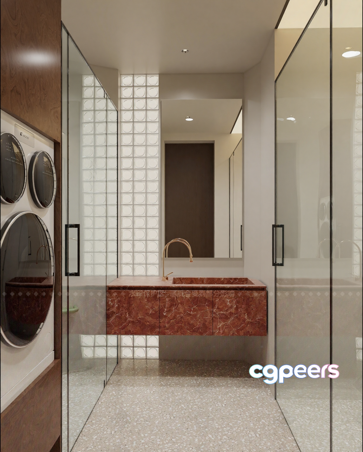 A Glass-Walled Bathroom 3D Model - 15832 - CORONA Render