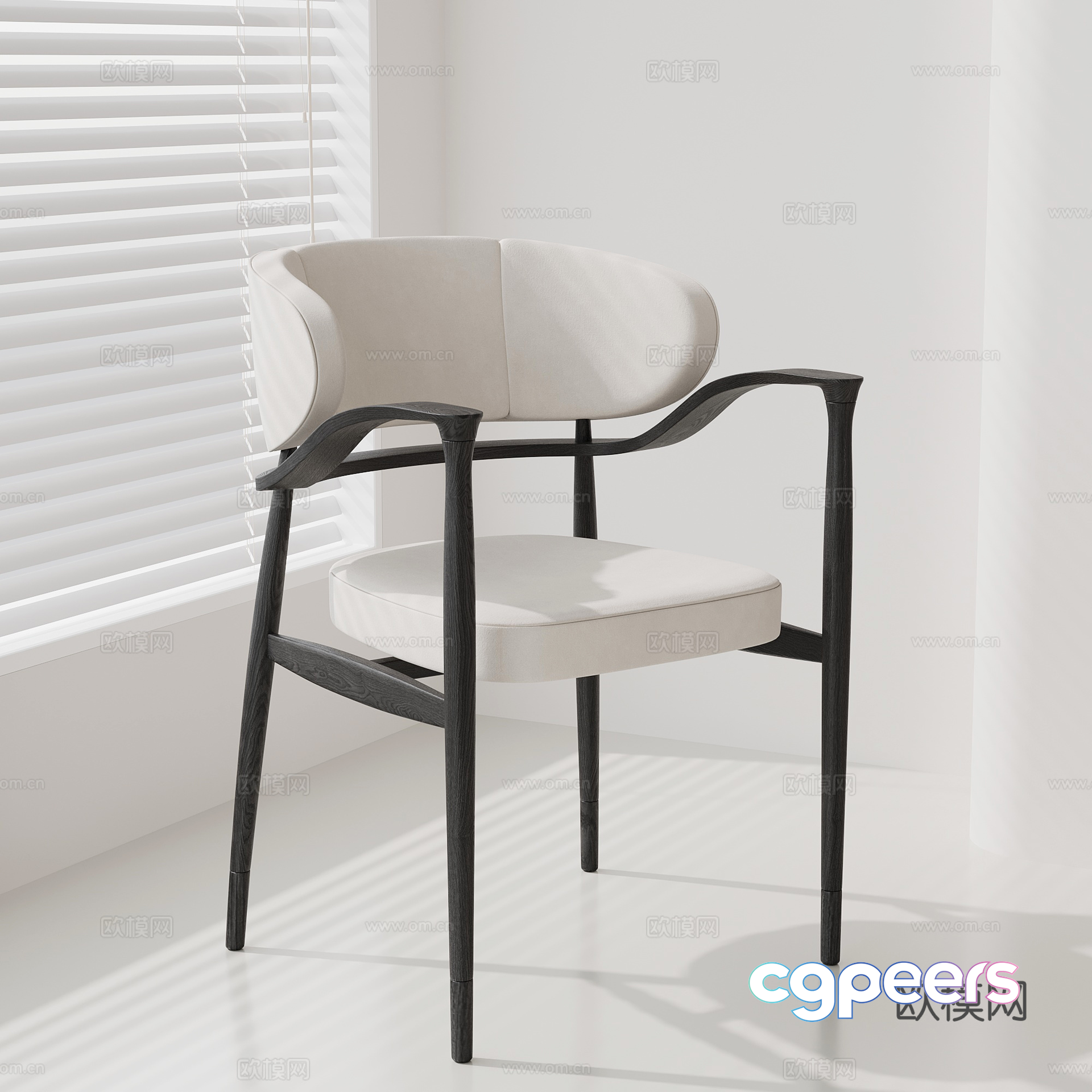 A White Chair With Black Legs 3D Model - 18488 - VRAY Render