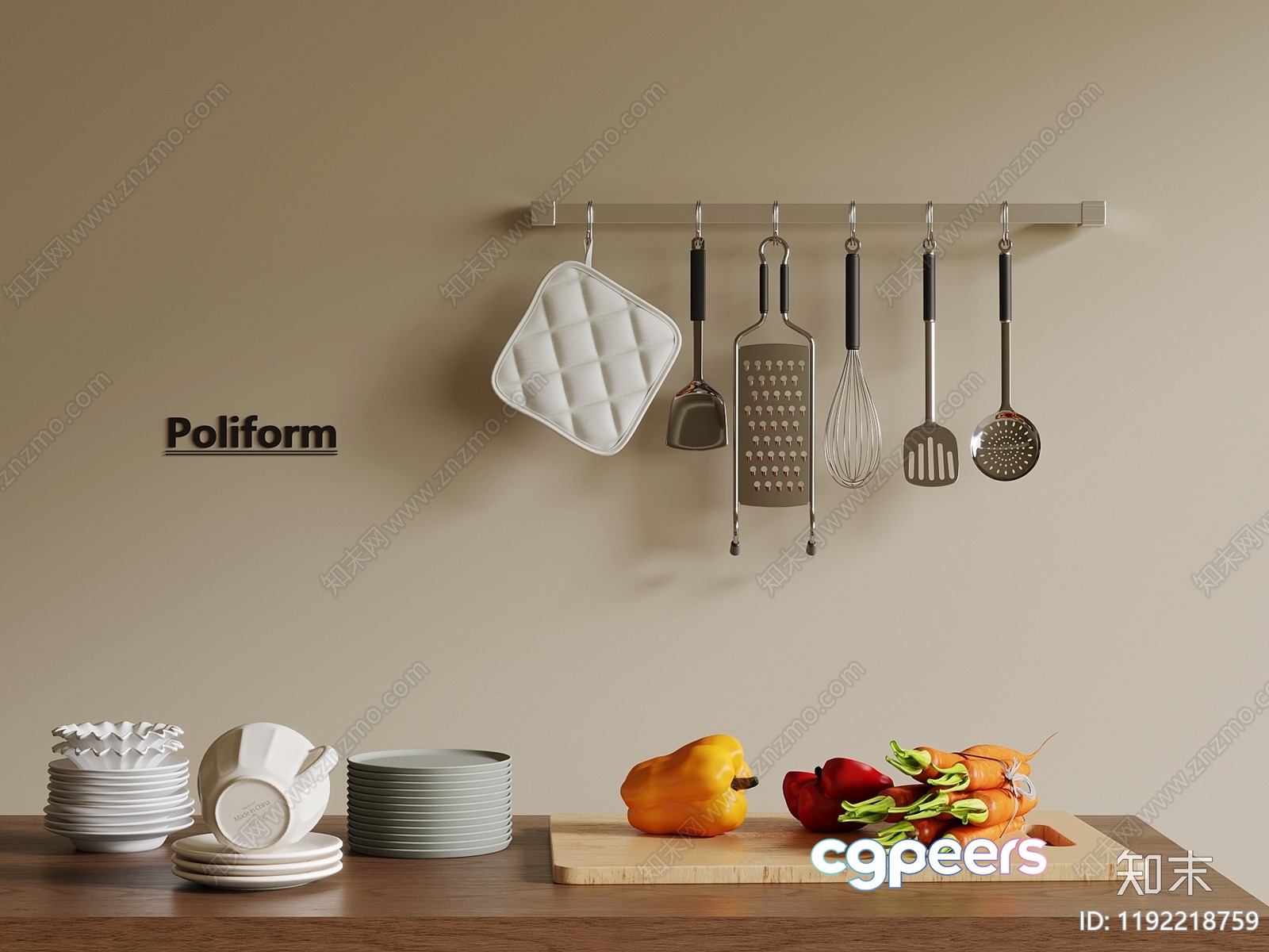 A Kitchen Utensil Set 3D Model - 3693 - VRAY Render