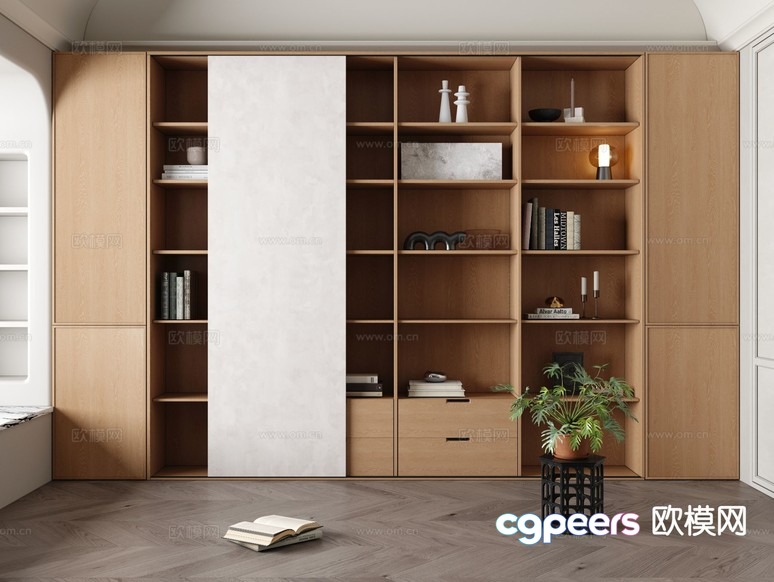 Modern Bookshelf 3D Model - 15152 - VRAY Render Modern Bookshelf 3D Model - 15152 - VRAY Render