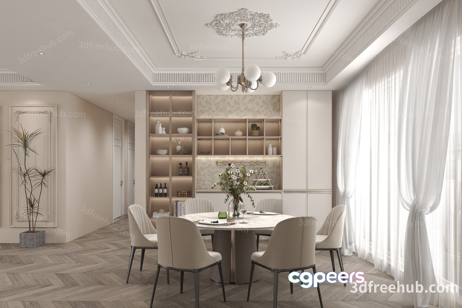 Modern Dining Room 3D Model - 20007 - VRAY Render Modern Dining Room 3D Model - 20007 - VRAY Render