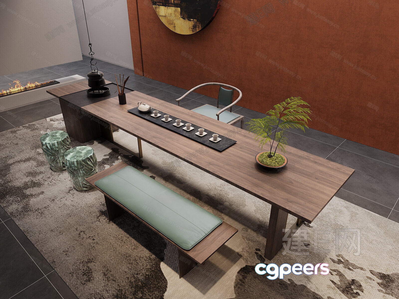 Modern Japanese Dining Room 3D Model - 18804 - VRAY Render