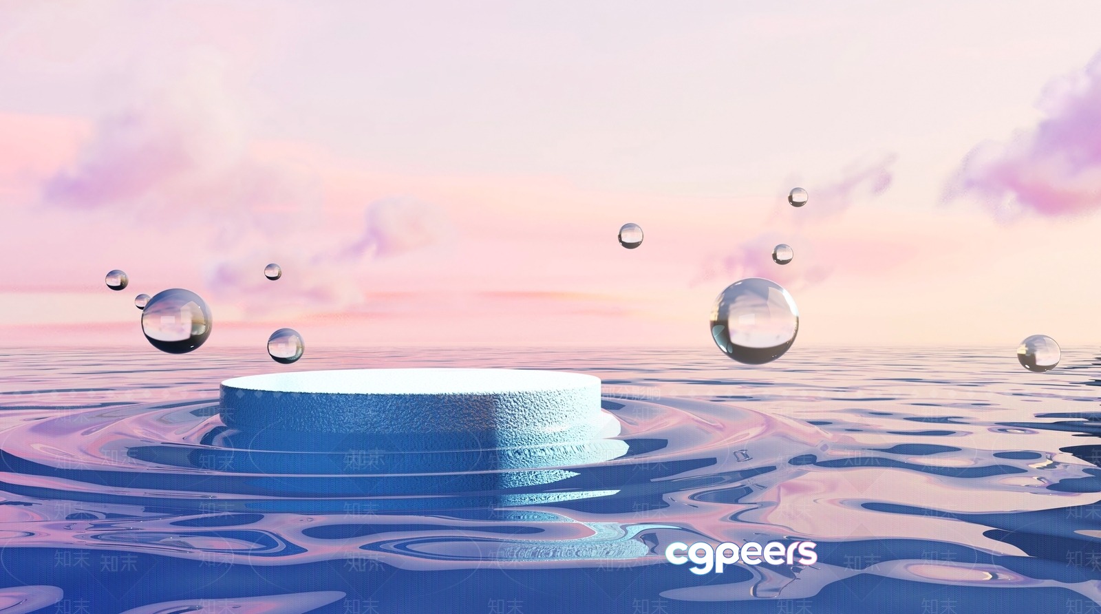 A Blue Platform In Water 3D Model - 20744 - VRAY Render A Blue Platform In Water 3D Model - 20744 - VRAY Render