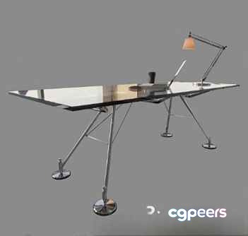 Modern Metal Desk 3D Model - 15592 - VRAY Render