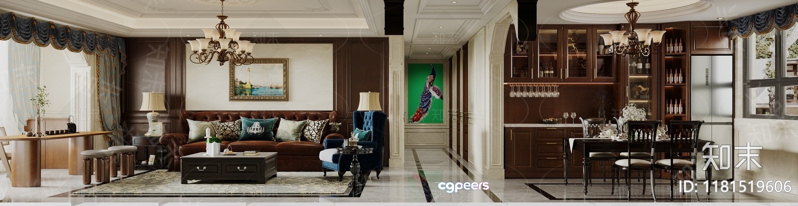 A Luxurious Living Room 3D Model - 13069 - VRAY Render