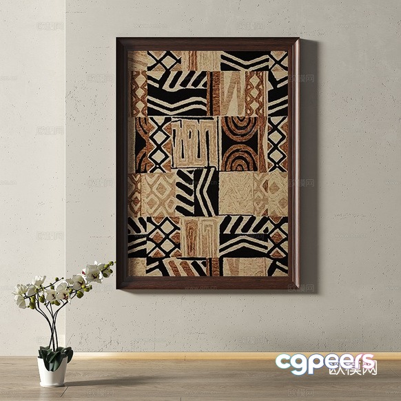 A Framed African-Inspired Artwork 3D Model - 15108 - VRAY Render