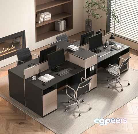 Modern Office Setup 3D Model - 21706 - VRAY Render