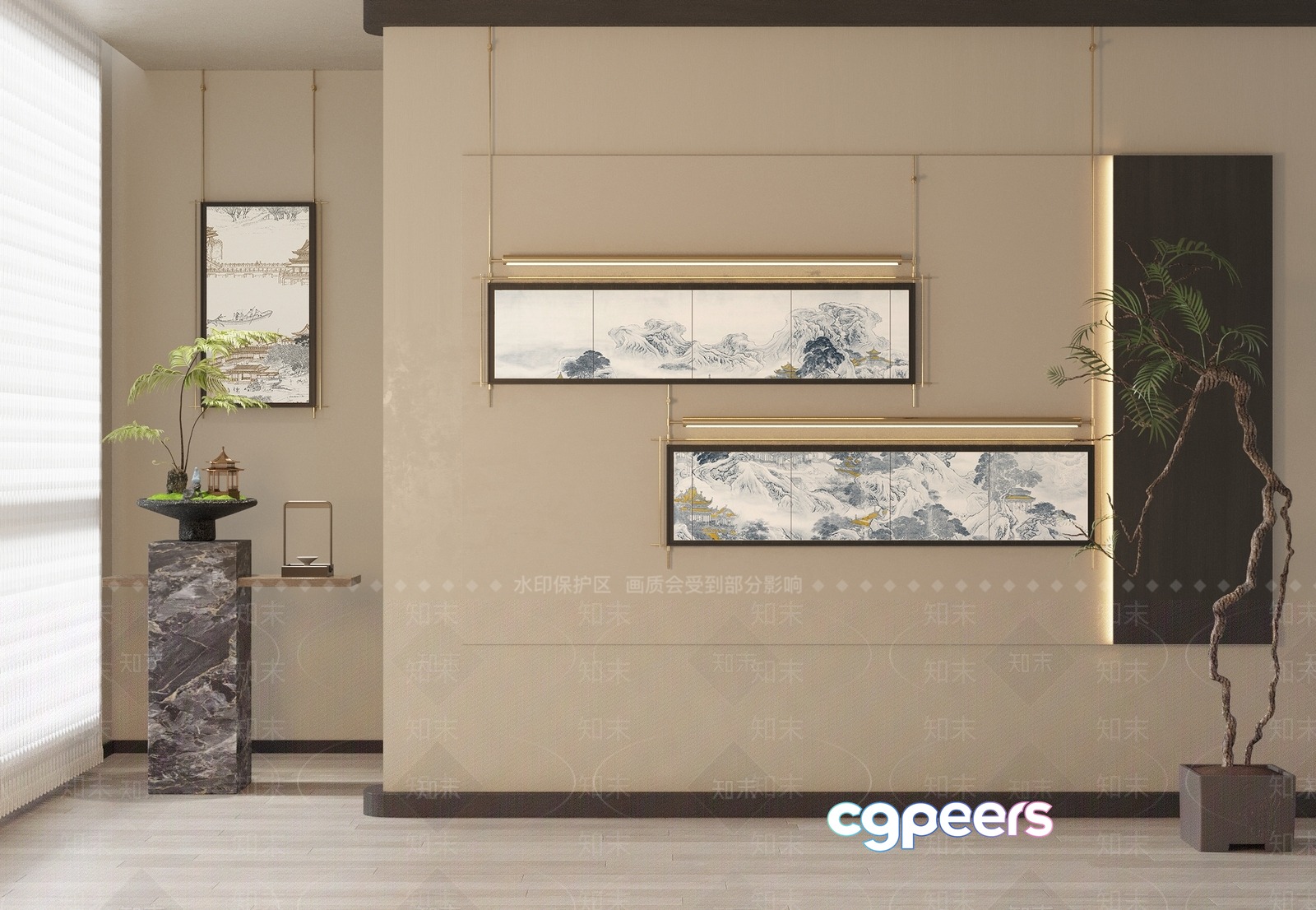 A Serene Asian-Inspired Room With A Minimalist Aesthetic 3D Model - 20418 - VRAY Render A Serene Asian-Inspired Room With A Minimalist Aesthetic 3D Model - 20418 - VRAY Render