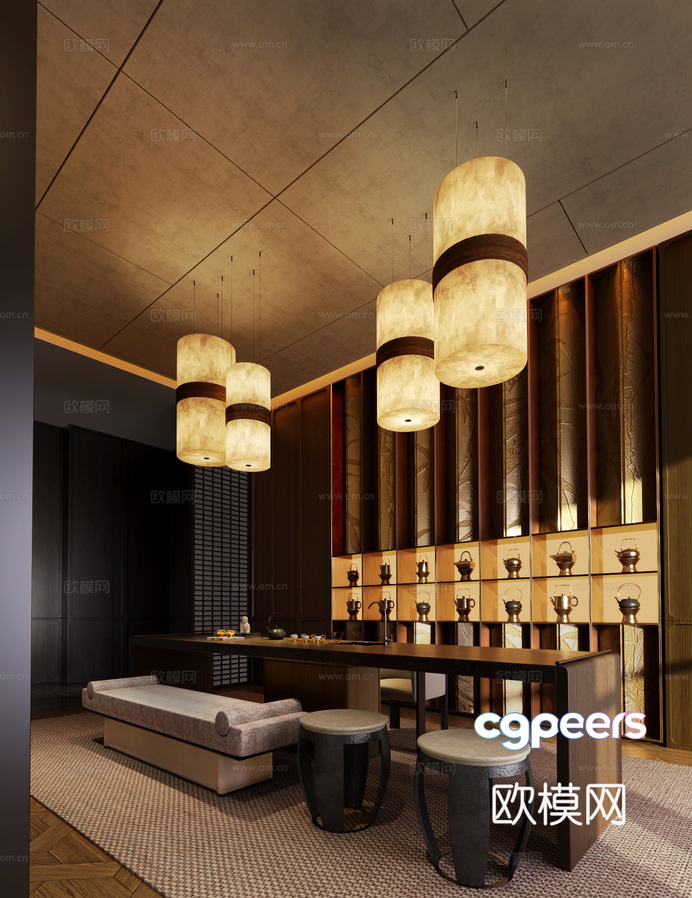 A Large Room With Several Light Fixtures And Seating Areas 3D Model - 2193 - VRAY Render A Large Room With Several Light Fixtures And Seating Areas 3D Model - 2193 - VRAY Render