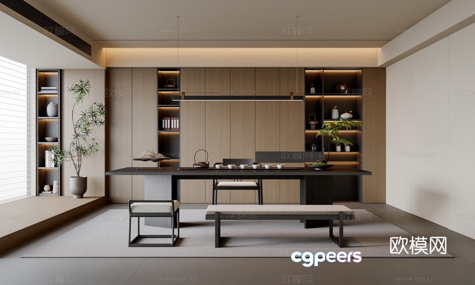 Modern Asian-Inspired Living Room 3D Model - 10306 - VRAY Render