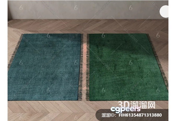 Two Green Rugs 3D Model - 13025 - VRAY Render Two Green Rugs 3D Model - 13025 - VRAY Render