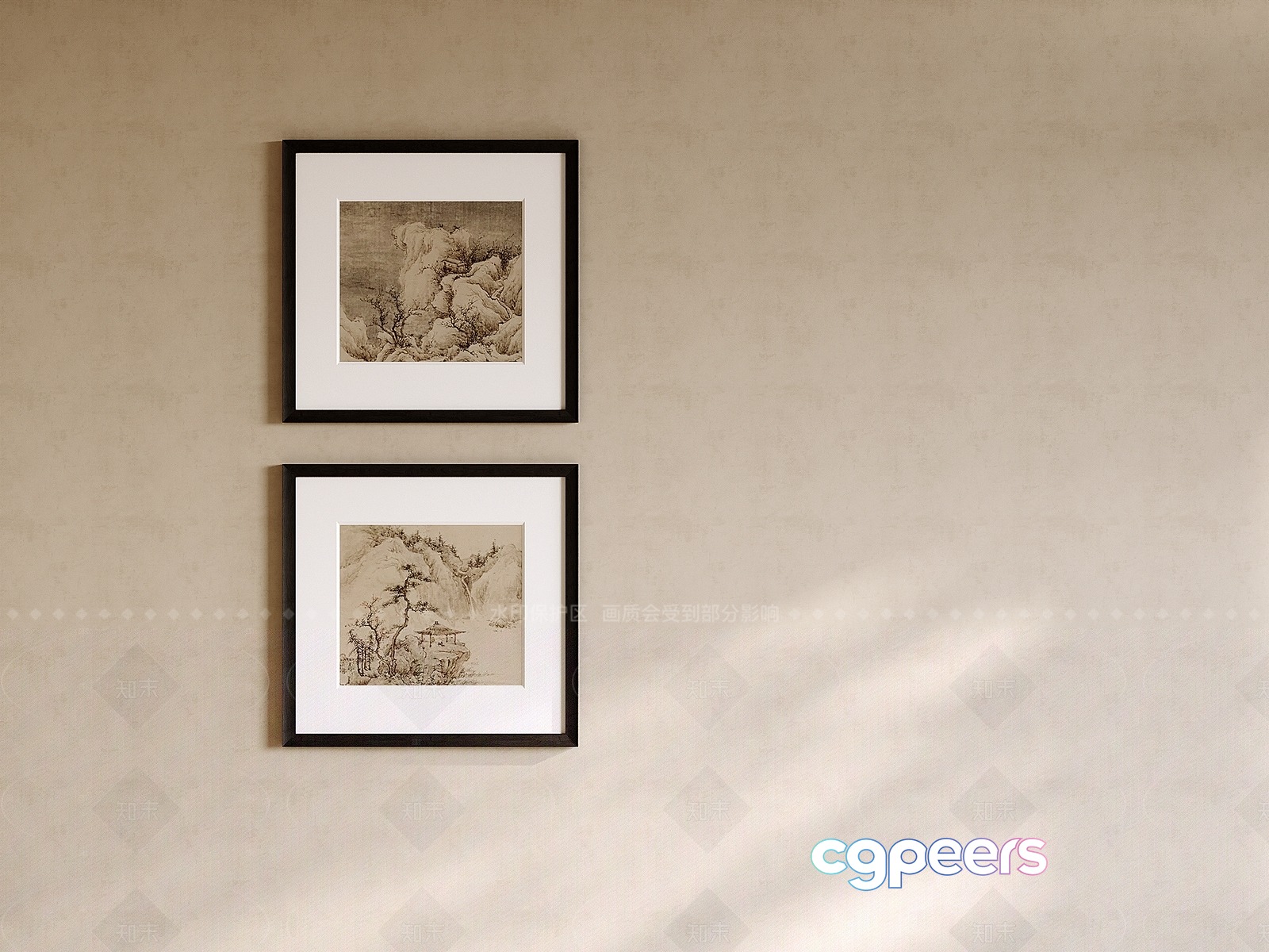 Two Framed Paintings On A Wall 3D Model - 4409 - VRAY Render