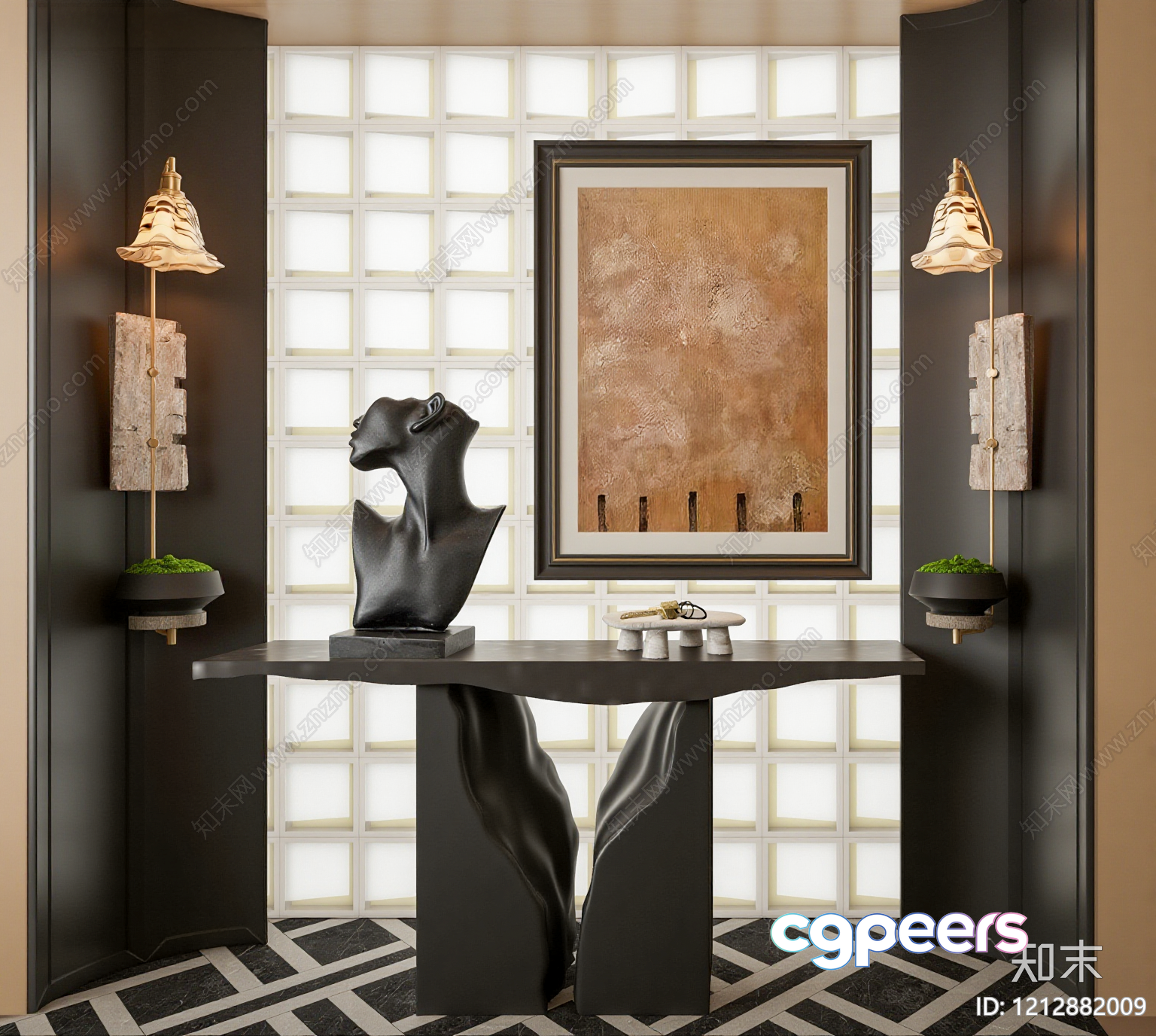 Modern Art Display 3D Model - 1108 - VRAY Render