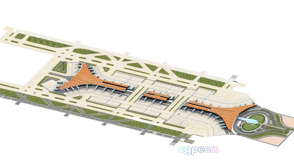 A Large Airport Terminal Building 3D Model - 6292 - VRAY Render A Large Airport Terminal Building 3D Model - 6292 - VRAY Render