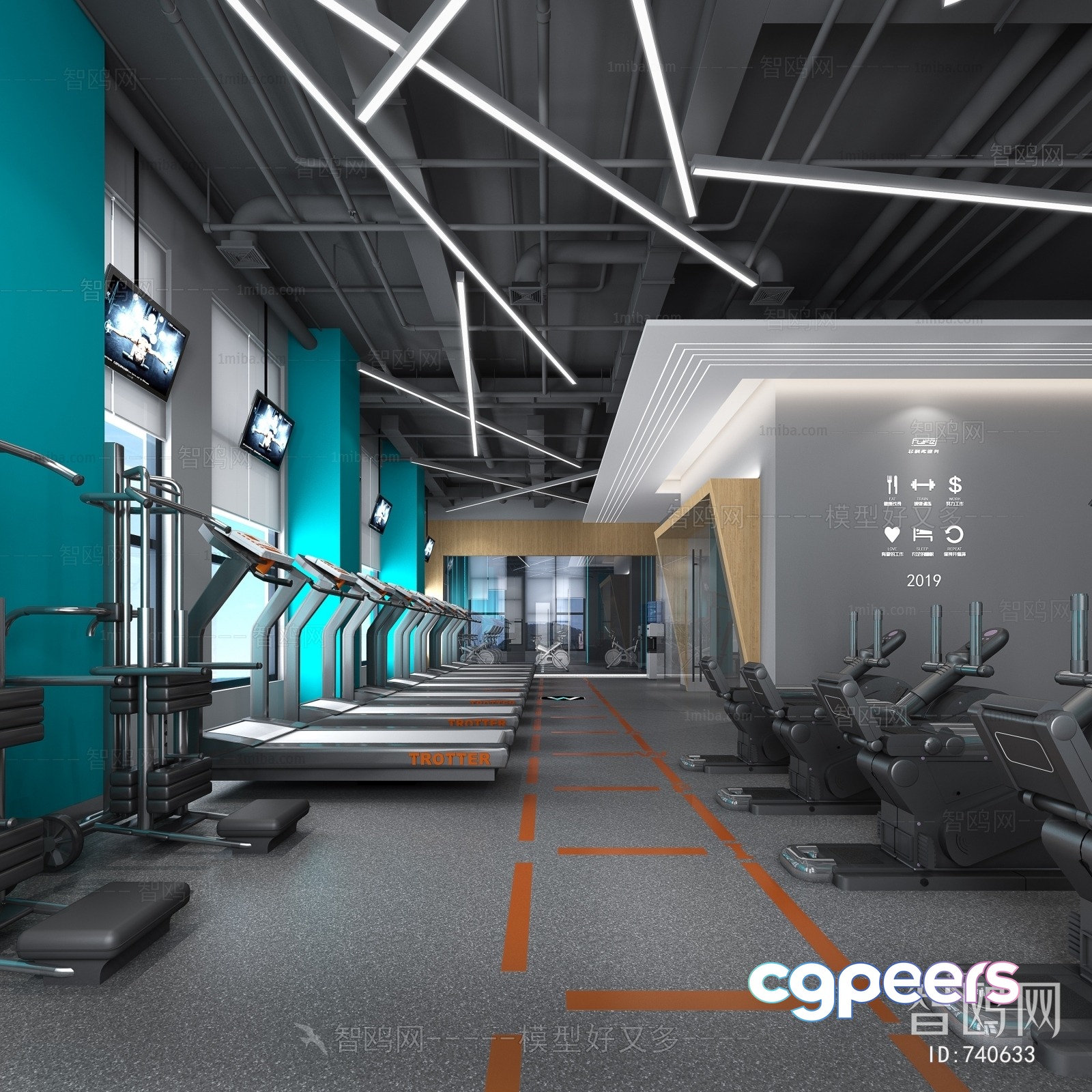 Modern Gym Equipment 3D Model - 8124 - VRAY Render