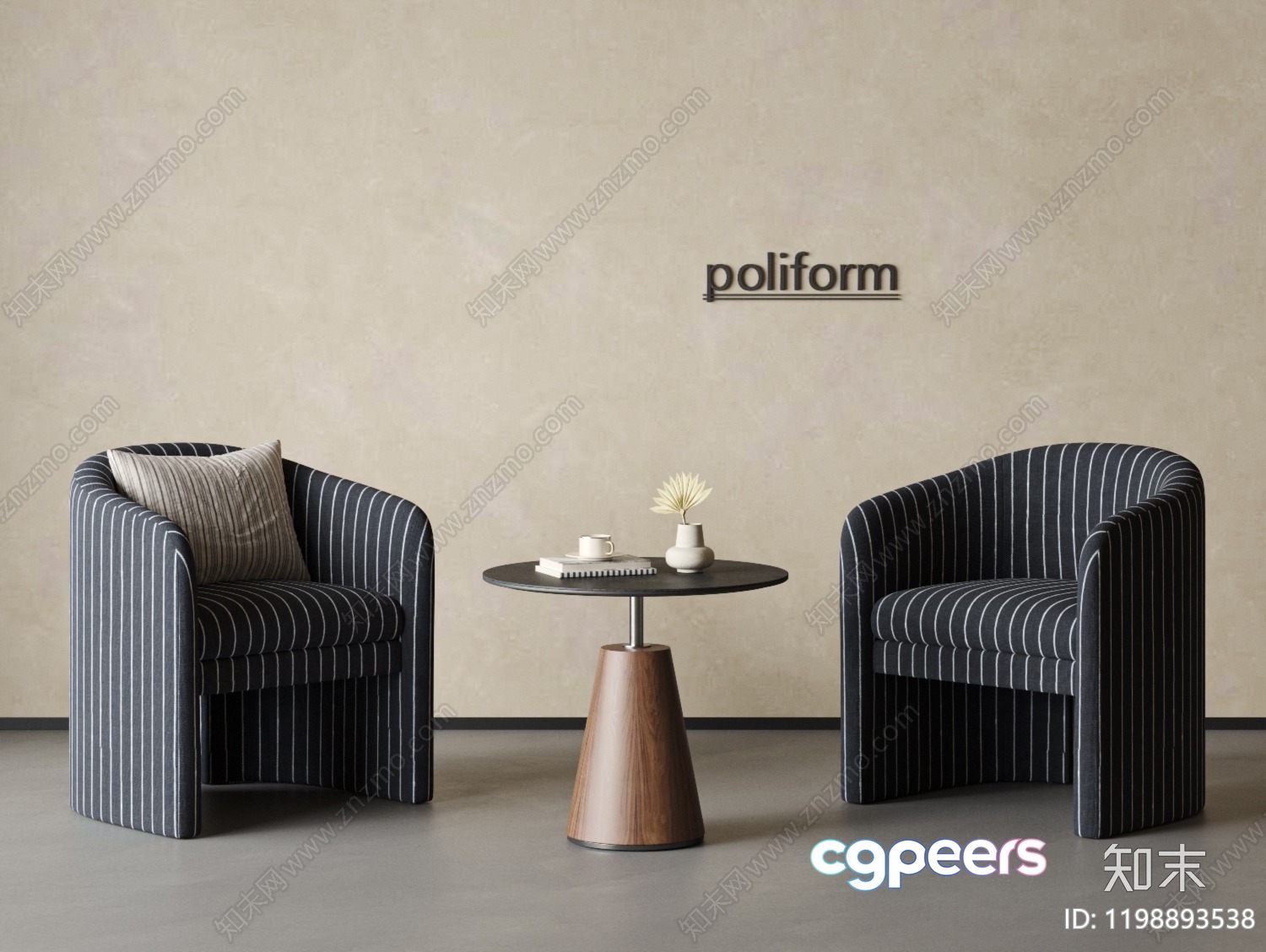 Modern Striped Chairs 3D Model - 13925 - VRAY Render Modern Striped Chairs 3D Model - 13925 - VRAY Render