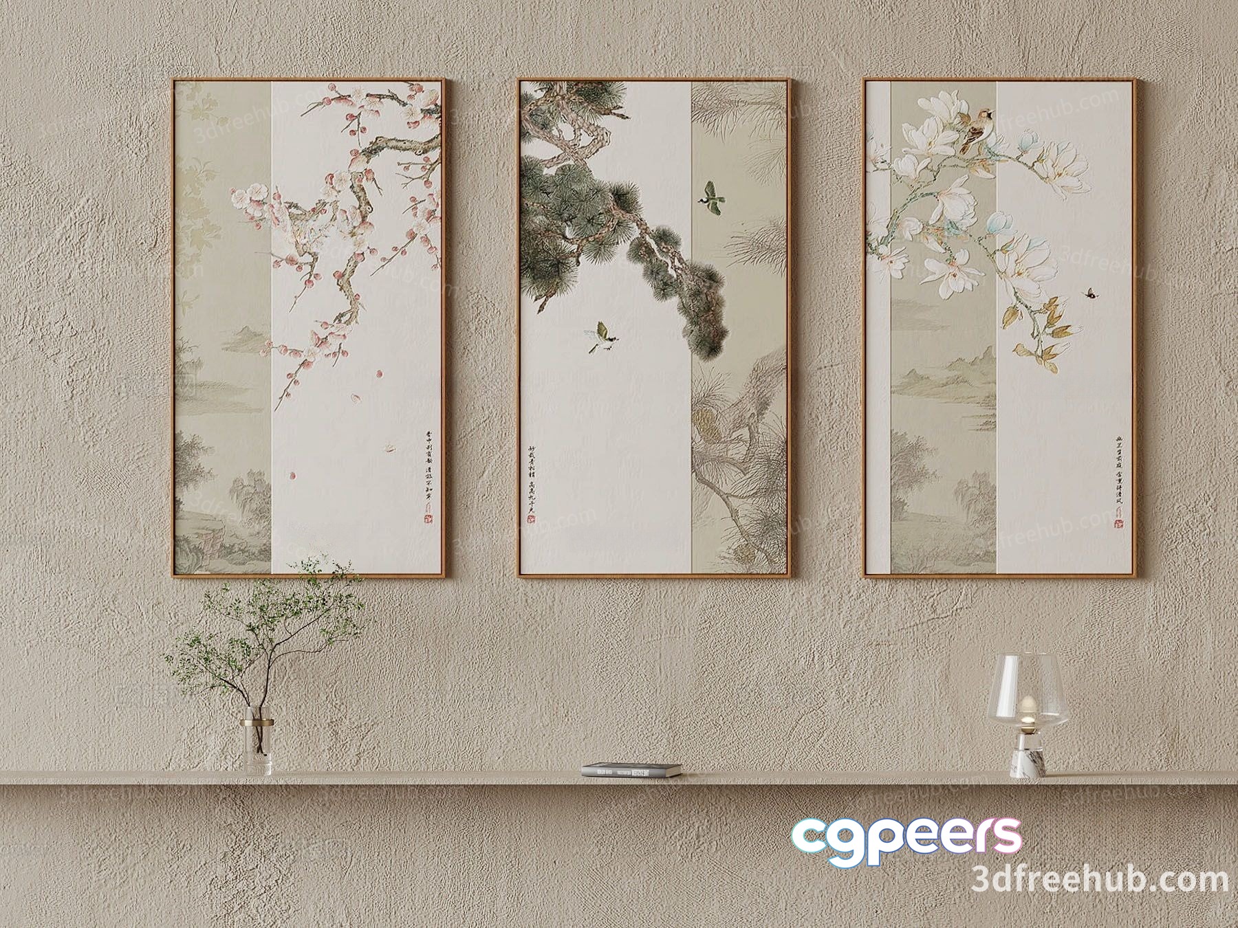 Modern Asian-Inspired Art 3D Model - 22422 - VRAY Render