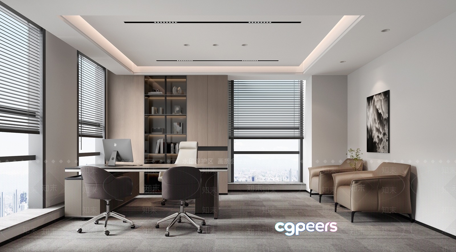 Modern Office Space 3D Model - 12745 - VRAY Render