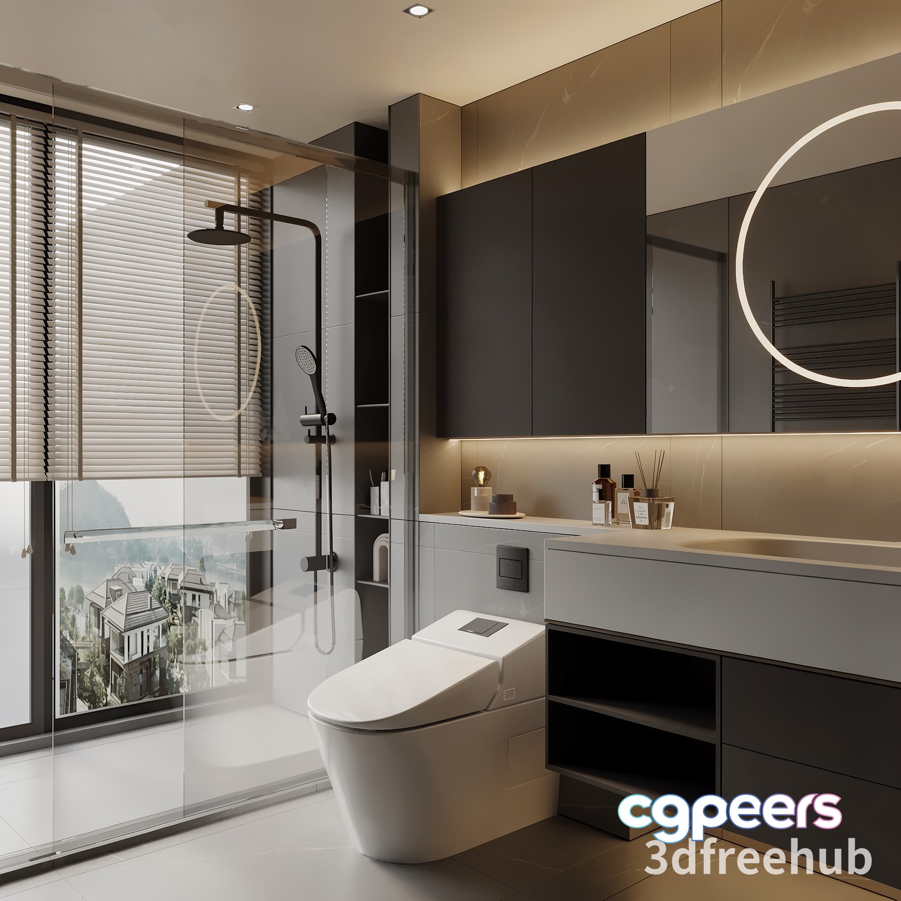 Modern Bathroom With Toilet 3D Model - 20915 - VRAY Render