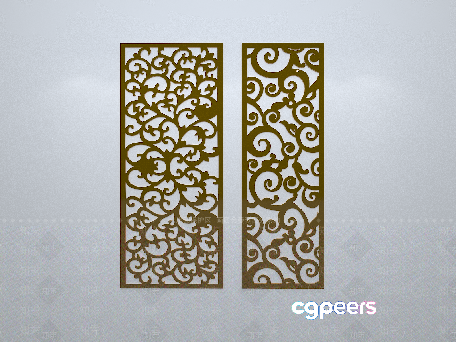 Gold Decorative Panels 3D Model - 10380 - VRAY Render