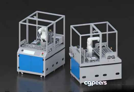 Two White And Blue Machines 3D Model - 12603 - VRAY Render Two White And Blue Machines 3D Model - 12603 - VRAY Render