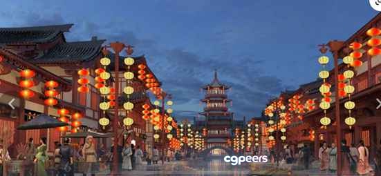 Asian Street Decor 3D Model - 6616 - VRAY Render