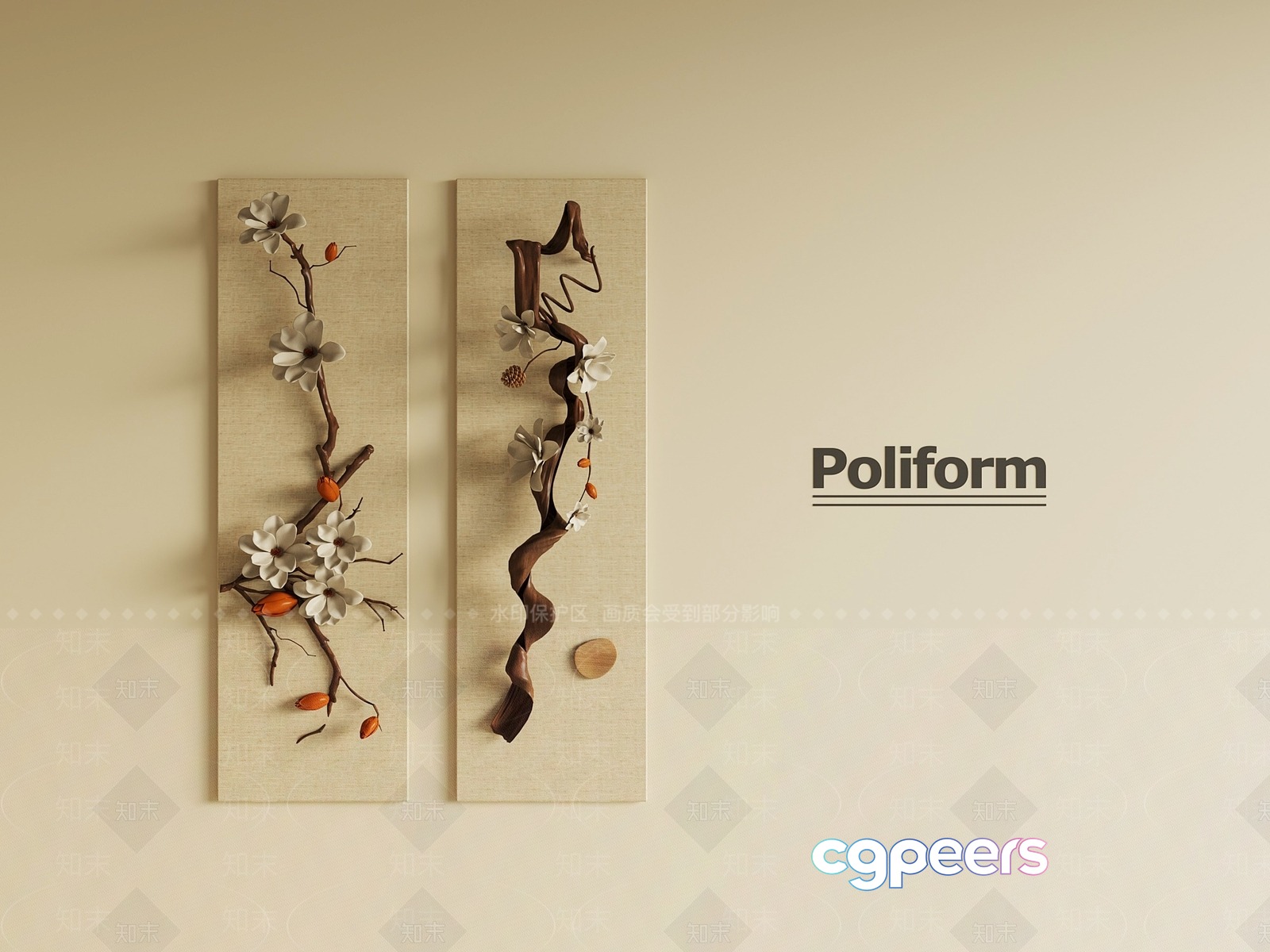 Artwork With Asian-Inspired Design 3D Model - 746 - VRAY Render