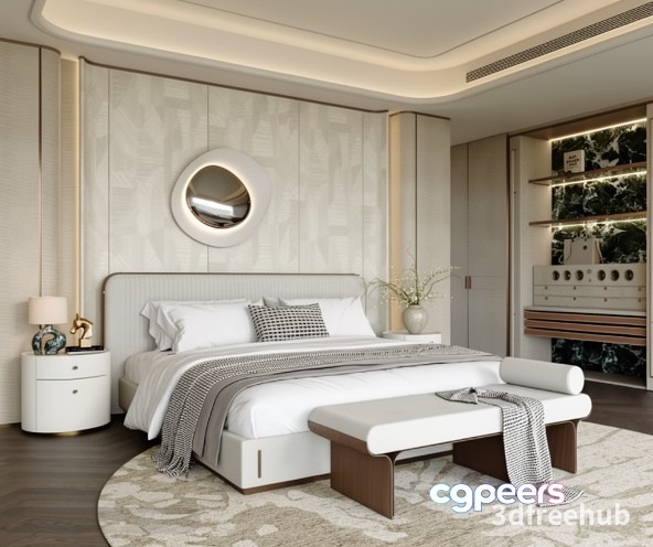 Cozy Modern Bedroom 3D Model - 20804 - VRAY Render Cozy Modern Bedroom 3D Model - 20804 - VRAY Render